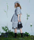 Washed Denim Belted Flare Dress